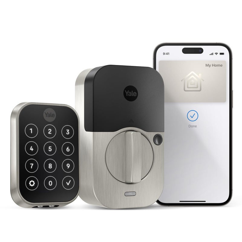 Yale Security Yale Assure Lock 2 Plus Apple Home Keys (انقر للفتح) قفل باب الدخول الذكي بدون مفتاح من النيكل الساتان Deadbolt مع لوحة مفاتيح متصلة بالواي فاي لإدخال الرمز والوصول عن بعد YRD450-N-WF1-619 - Image 1